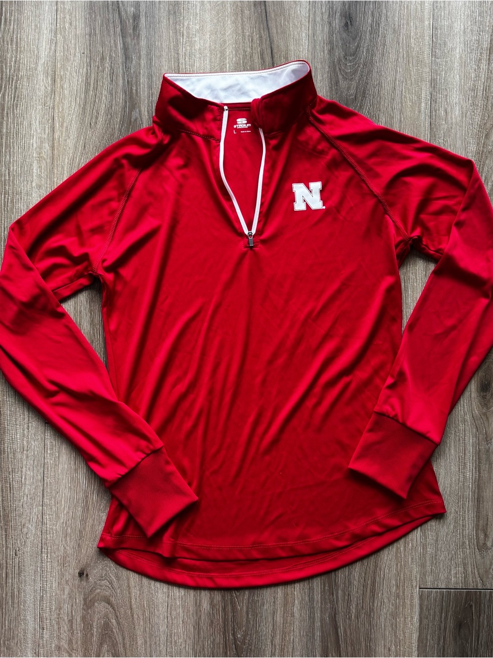 Nebraska Red Quarter-Zip Pullover with White Trim